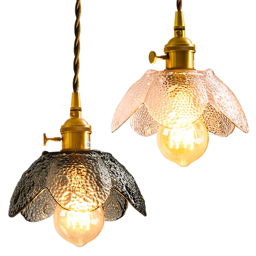 Modern nordic and antique style brass and glass LED pendant light - vue 10 sur 10