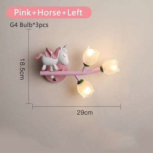 Led g4 wall light girl rabbit flower for children