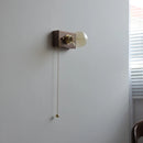 Retro solid wood wall lamp with switch cable