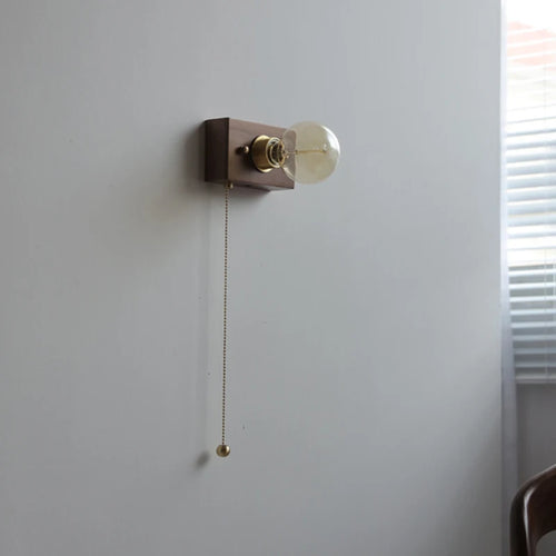 Retro solid wood wall lamp with switch cable - vue 4 sur 10