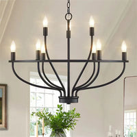 Retro industrial iron chandelier with circular branches