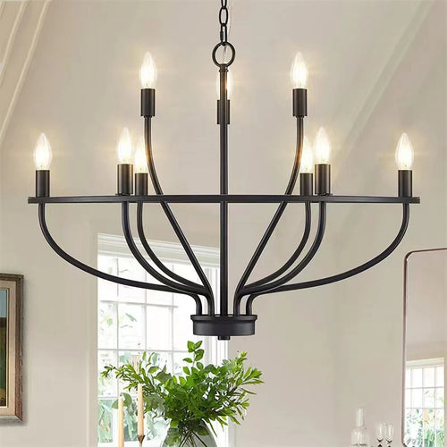 Retro industrial iron chandelier with circular branches