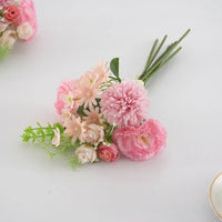 Silk rose and carnation bouquet festive floral decoration