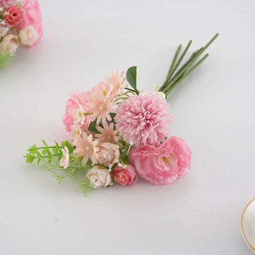 Silk rose and carnation bouquet festive floral decoration