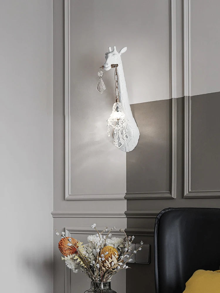 decorative LED resin and crystal giraffe wall light