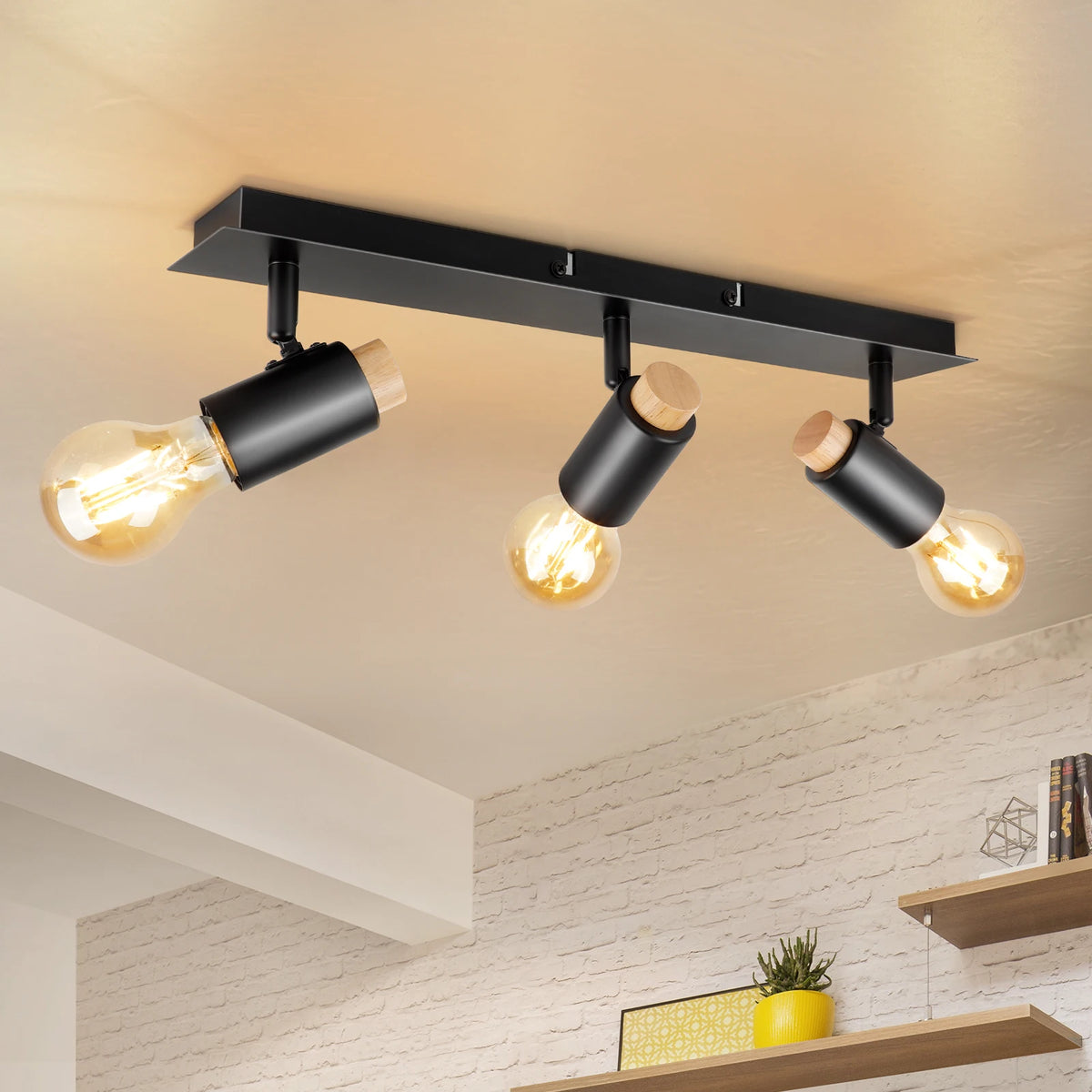 Kimjo black wood rotatable ceiling spot light E27