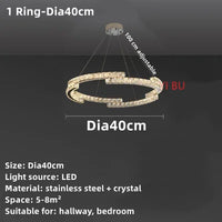 Nordic crystal stainless steel mirror LED chandelier for indoor use