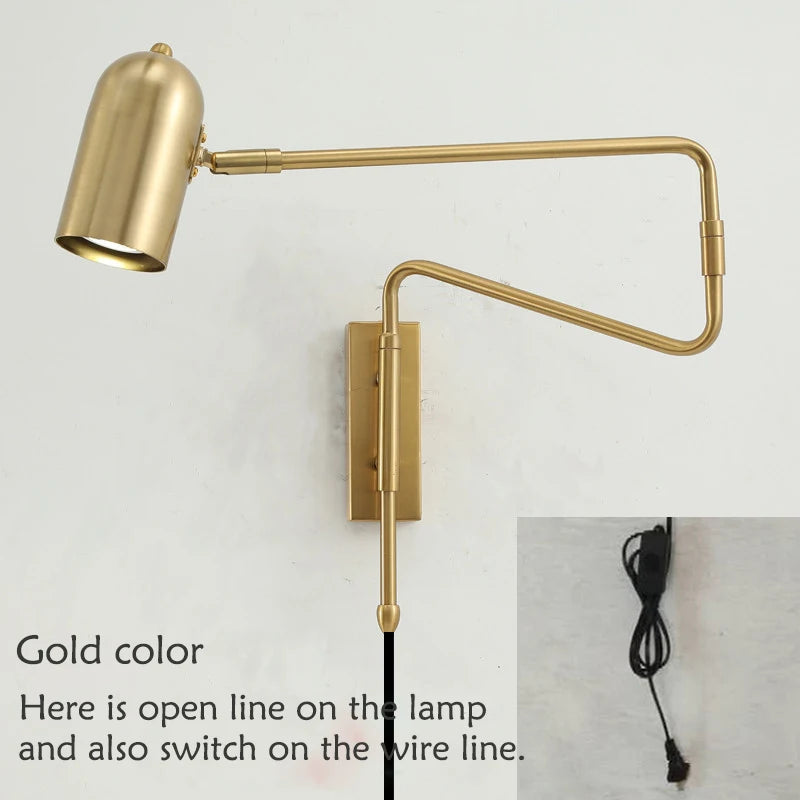 Industrial style adjustable wall light in black and gold - vue 11 sur 11