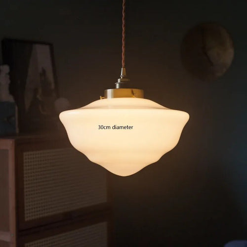 Milky white glass LED pendant light - vue 11 sur 30
