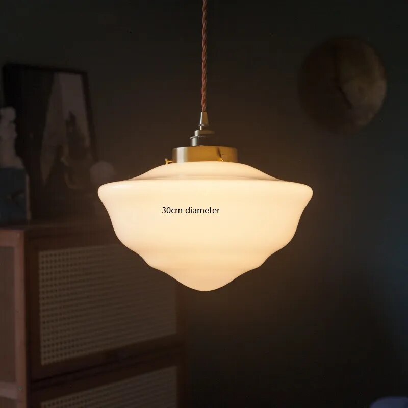 Milky white glass LED pendant light - vue 10 sur 30