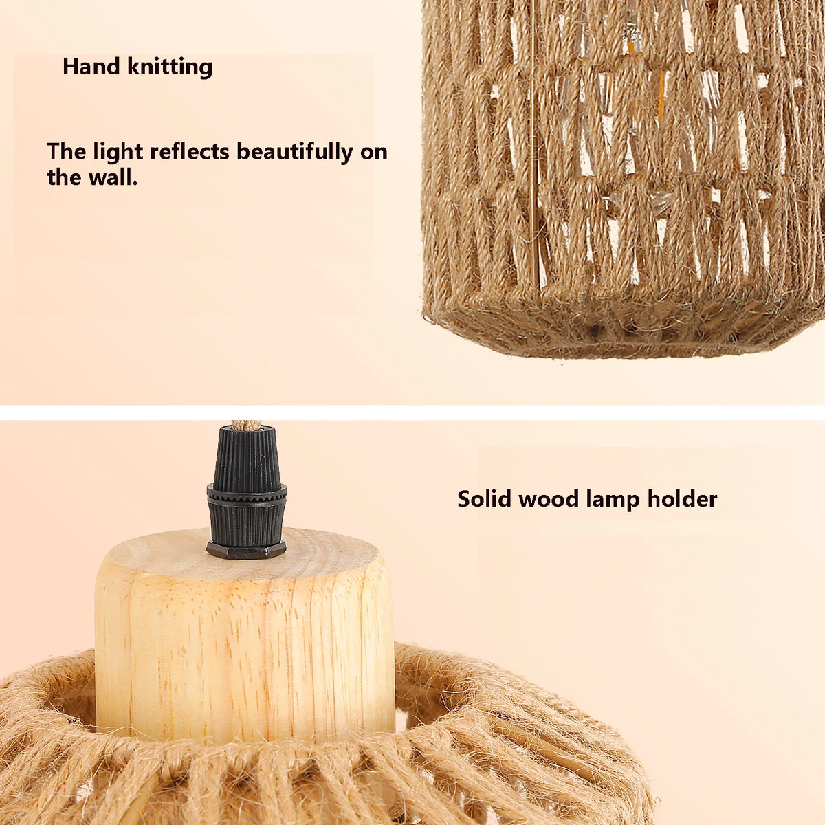 Rattan wall light for rustic interior decor - vue 6 sur 6