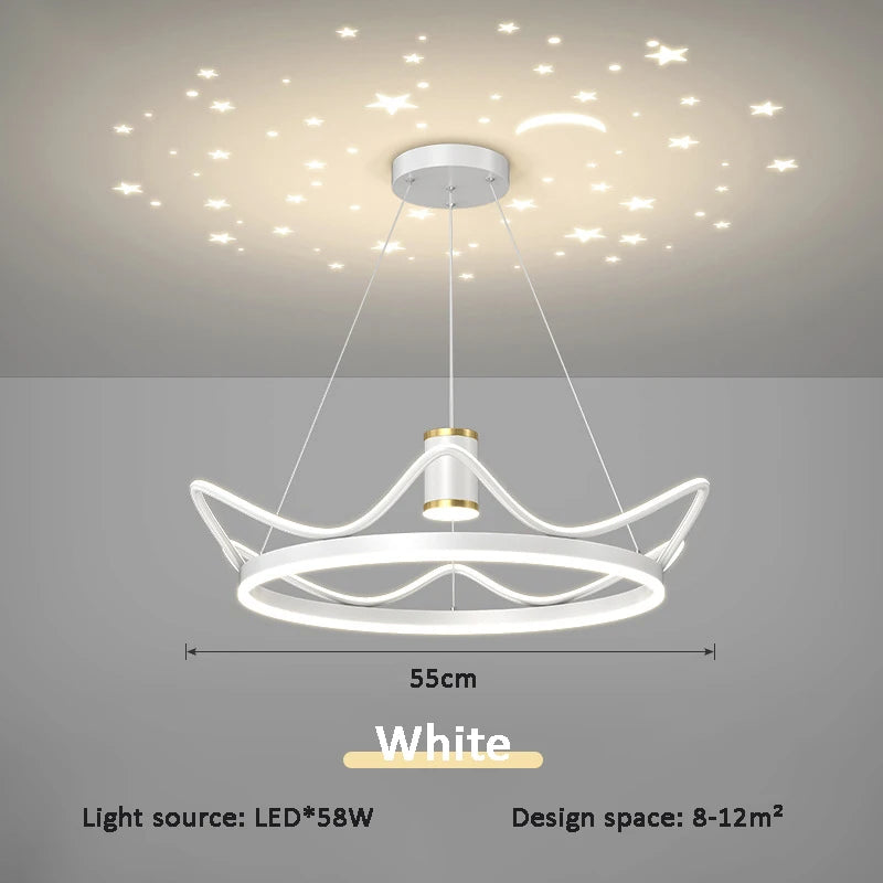 lustre moderne avec projection ciel étoilé pour chambre enfant