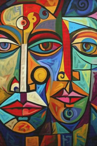 Abstract cubist painting Picasso style character head wall decoration