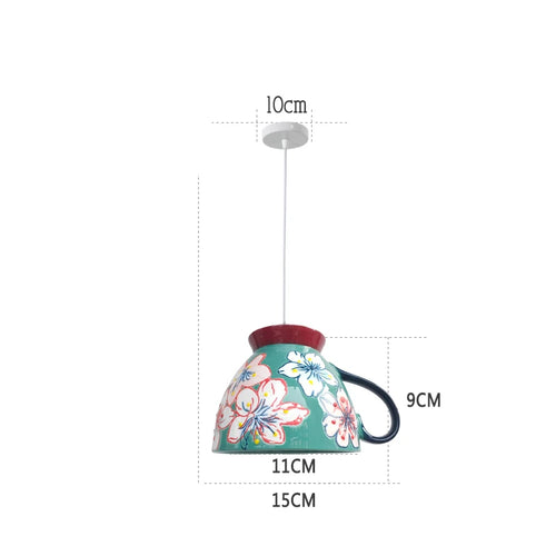 Modern ceramic LED teapot pendant light for kitchen - vue 18 sur 30