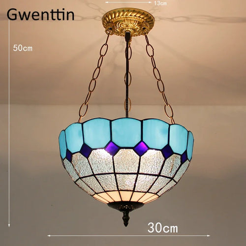 Tiffany style stained glass pendant light for interior decor - vue 25 sur 26