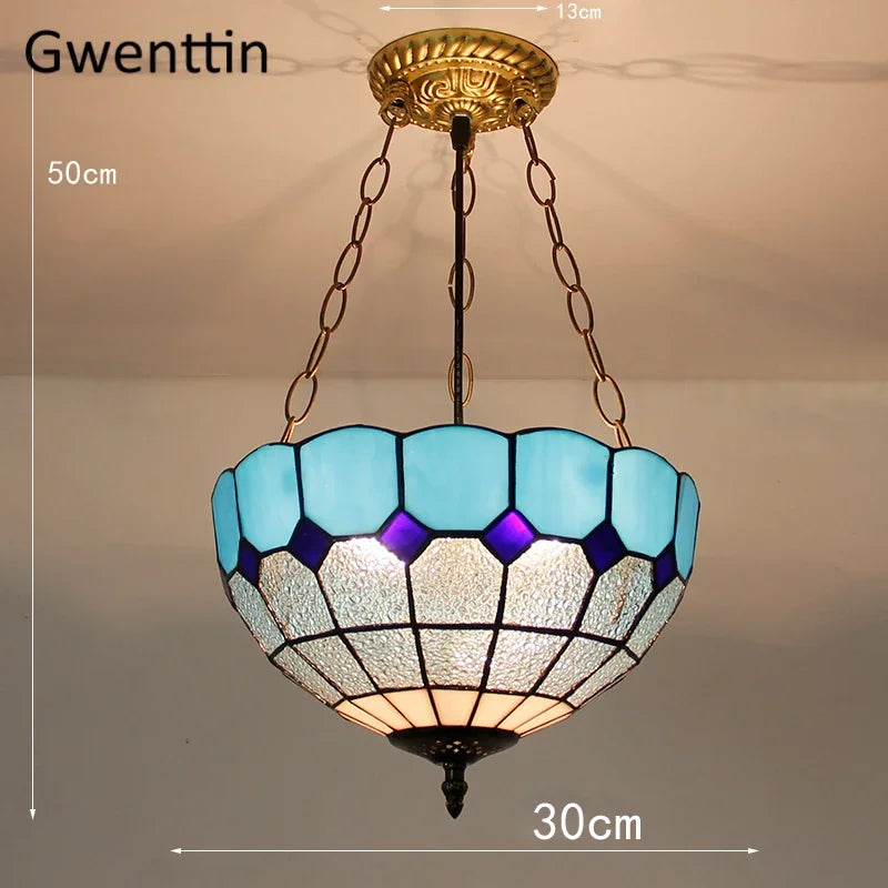 Tiffany style stained glass pendant light for interior decor - vue 24 sur 26