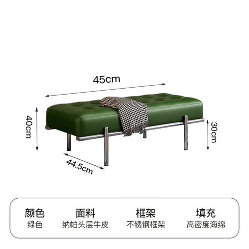 Stainless Steel Shoe Changing Bench, Long Stool, Italian Minimalist Leather, Bed-End Seat, Light, Luxury - vue 24 sur 42