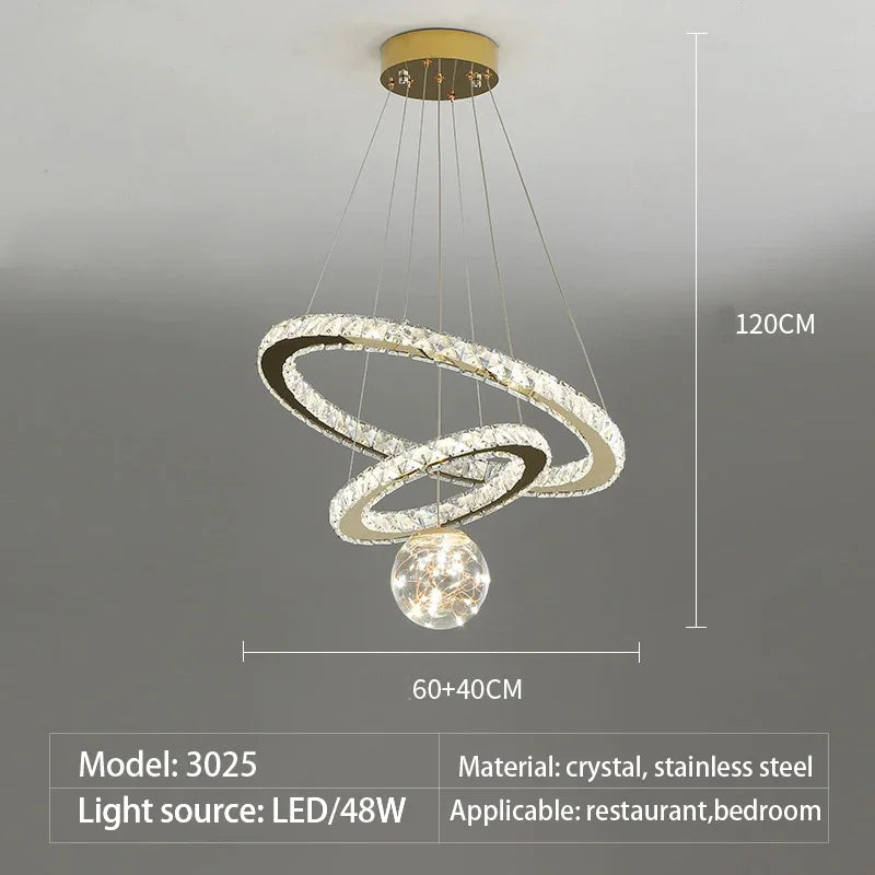 Modern crystal LED chandelier with gold star finish - vue 10 sur 13