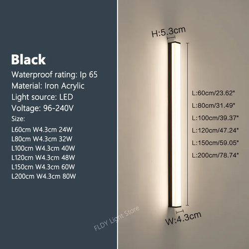 Modern waterproof LED outdoor wall light for garden - vue 9 sur 8