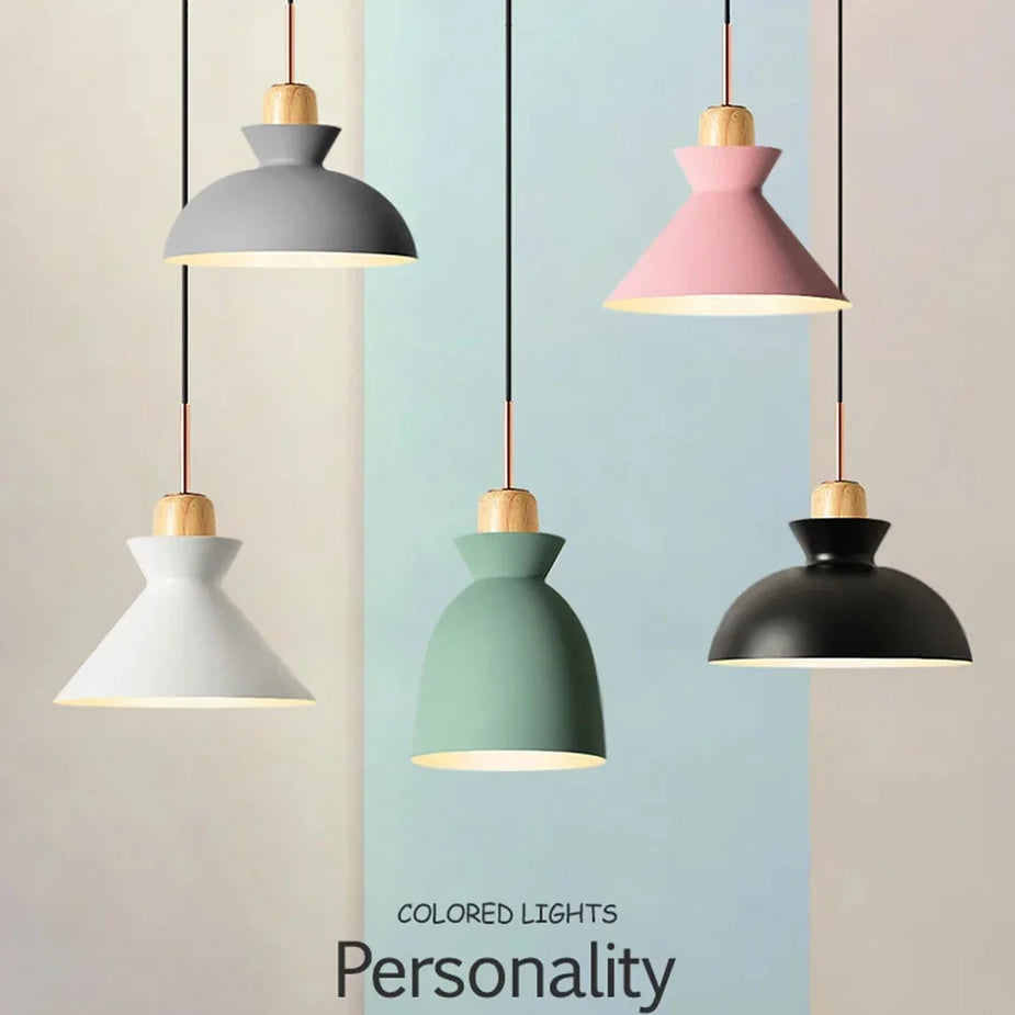 Nordic solid wood pendant light for interior decoration