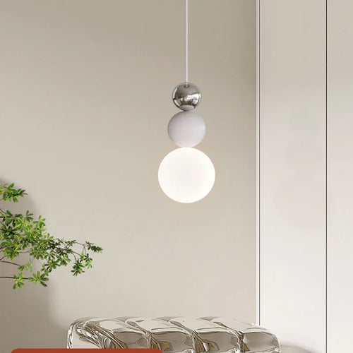 Nordic white glass pendant lamp with adjustable wire decorative light - vue 3 sur 7