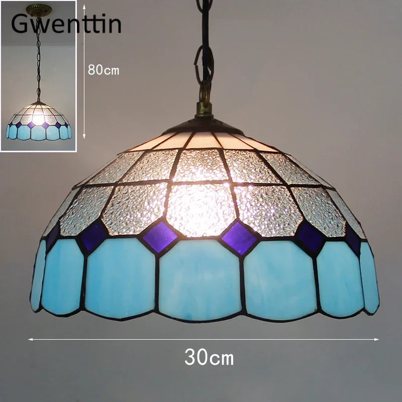 Tiffany style stained glass pendant light for interior decor - vue 26 sur 26