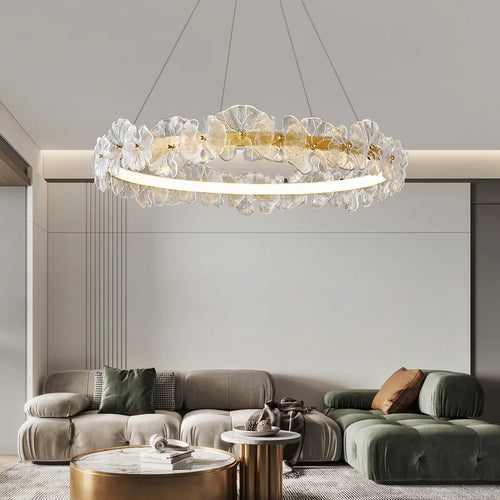 Copper pendant light with premium artistic glass shade