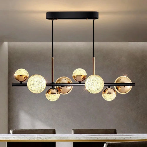 Modern glass LED chandelier for interior decoration - vue 3 sur 8