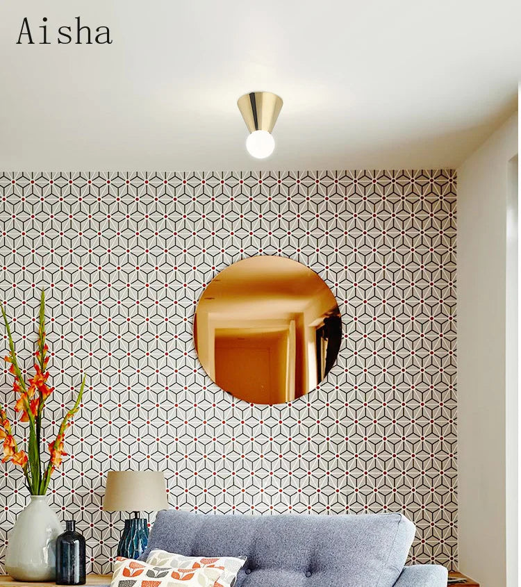 plafonnier en laiton éclairage intérieur nordique simple décoratif - vue 5 sur 11