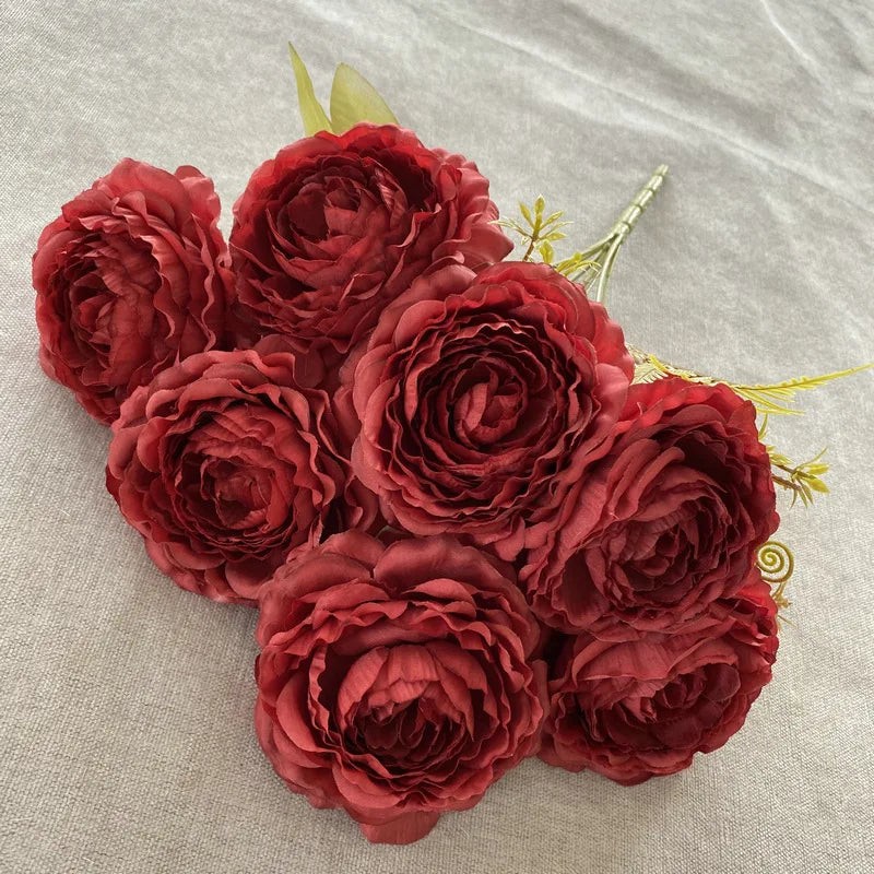 Artificial silk peony bouquet for floral decoration - vue 17 sur 17