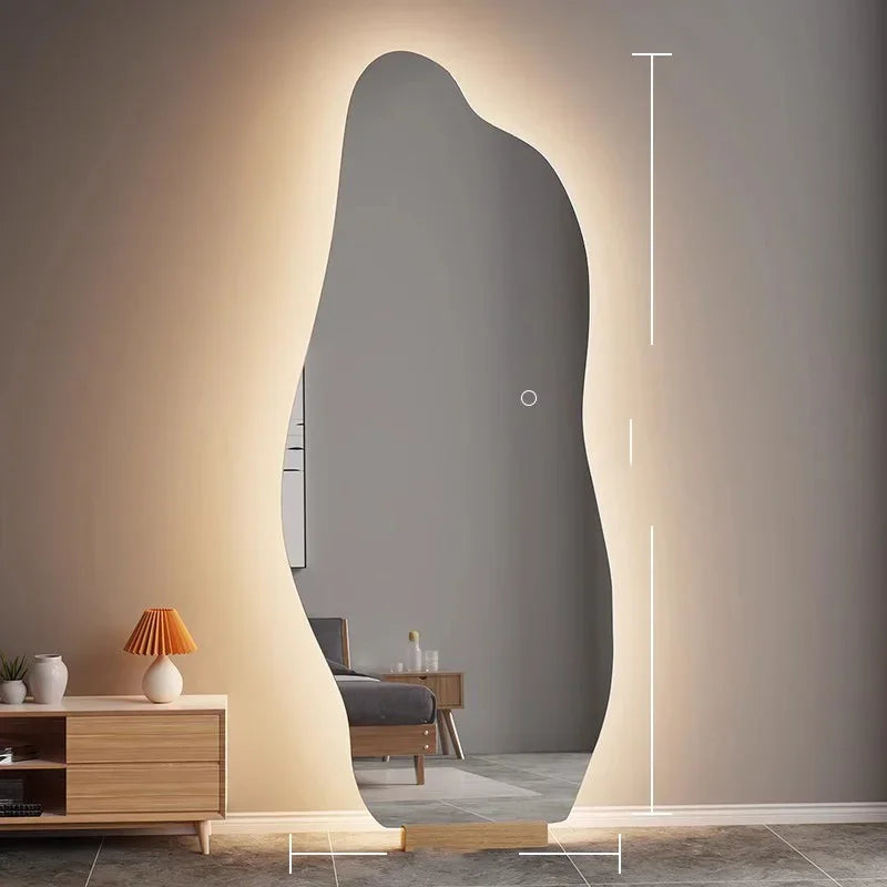 Decorative illuminated mirror nordic irregular style for elegant interiors - vue 5 sur 6