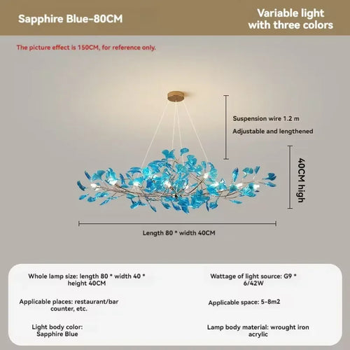 Artpad Nordic romantic chandelier with acrylic leaves for the home - vue 22 sur 21