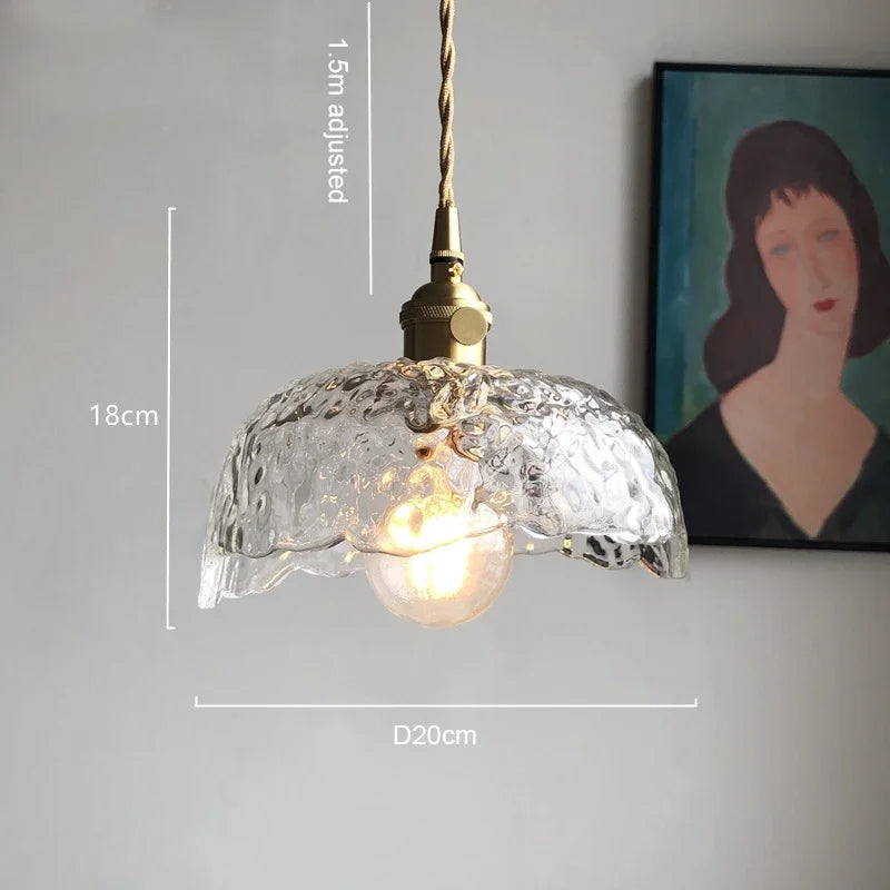 Copper and glass pendant light for vintage restaurant