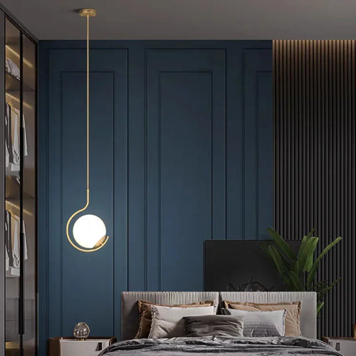 Modern minimalist glass LED chandelier for hotel - vue 3 sur 14