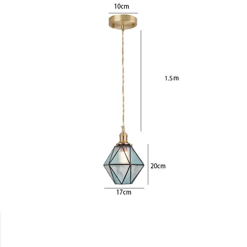 Nordic style stained glass pendant light for industrial lighting - vue 15 sur 18