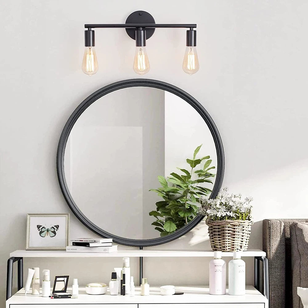 Vintage multi-head LED wall light with decorative mirror for indoors