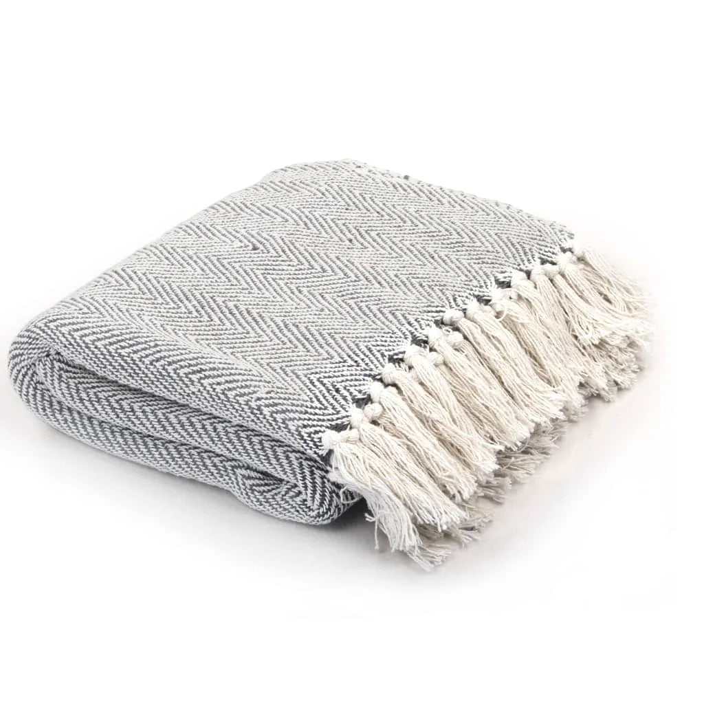Soft herringbone cotton throw for living room and bedroom