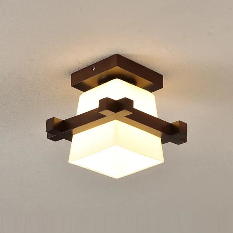 Nordic style minimalist solid wood solar ceiling light