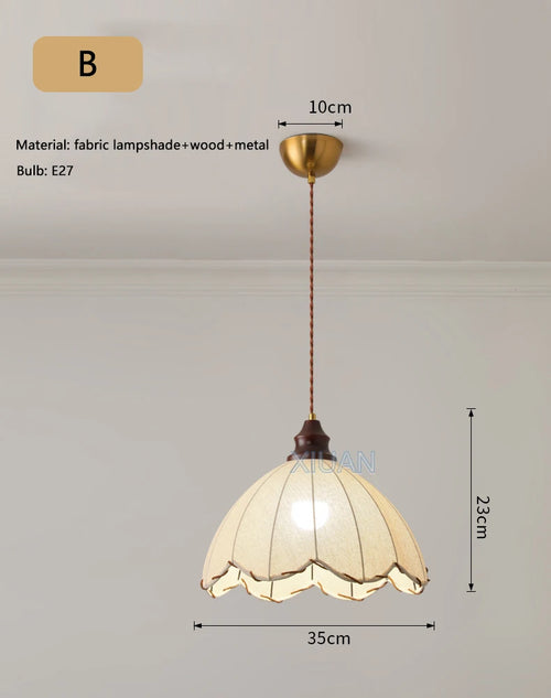 Retro wabi-sabi linen pendant light for medieval decor - vue 8 sur 10