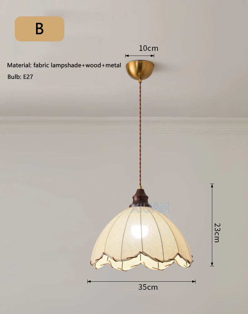 Retro wabi-sabi linen pendant light for medieval decor - vue 7 sur 10