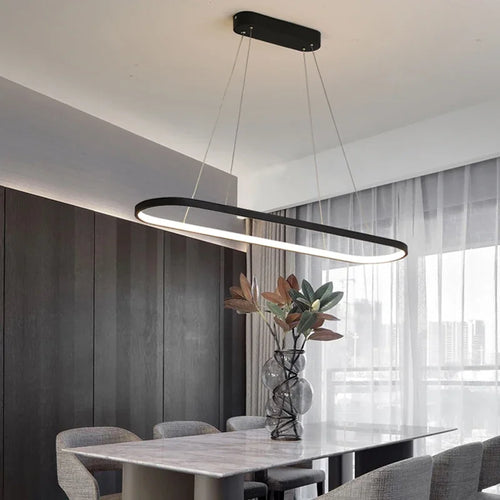 Minimalist Nordic oval chandelier for interior decoration - vue 3 sur 14