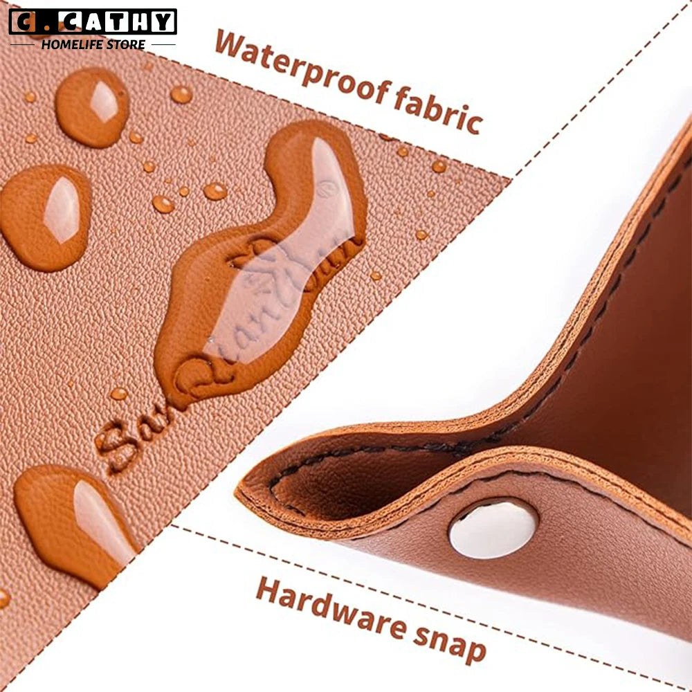 Foldable leather tray for storage and decoration - vue 3 sur 13