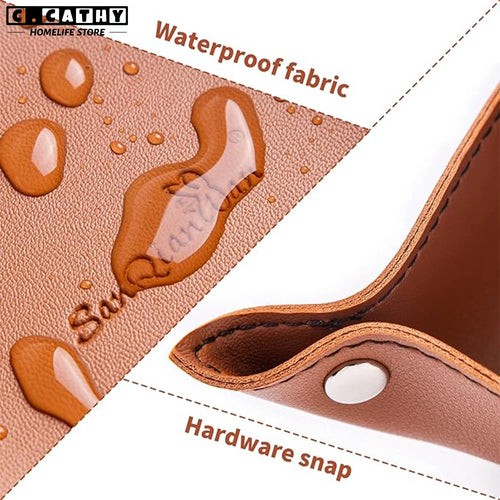 Foldable leather tray for storage and decoration - vue 4 sur 13