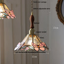 modern adjustable colored glass pendant light with wooden wire