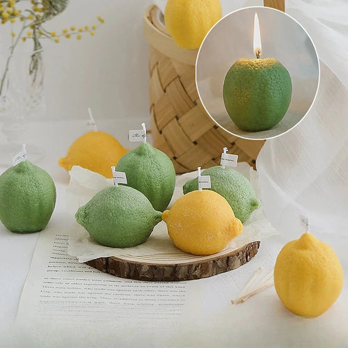handmade decorative lemon candle scented gift for birthday - vue 2 sur 10