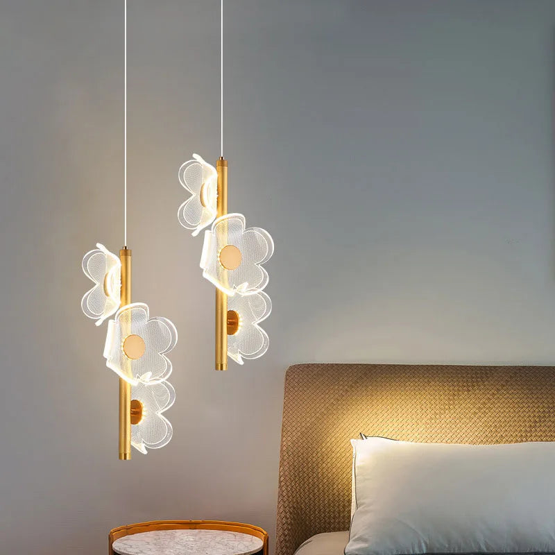 Flower design LED pendant light for children's room and study