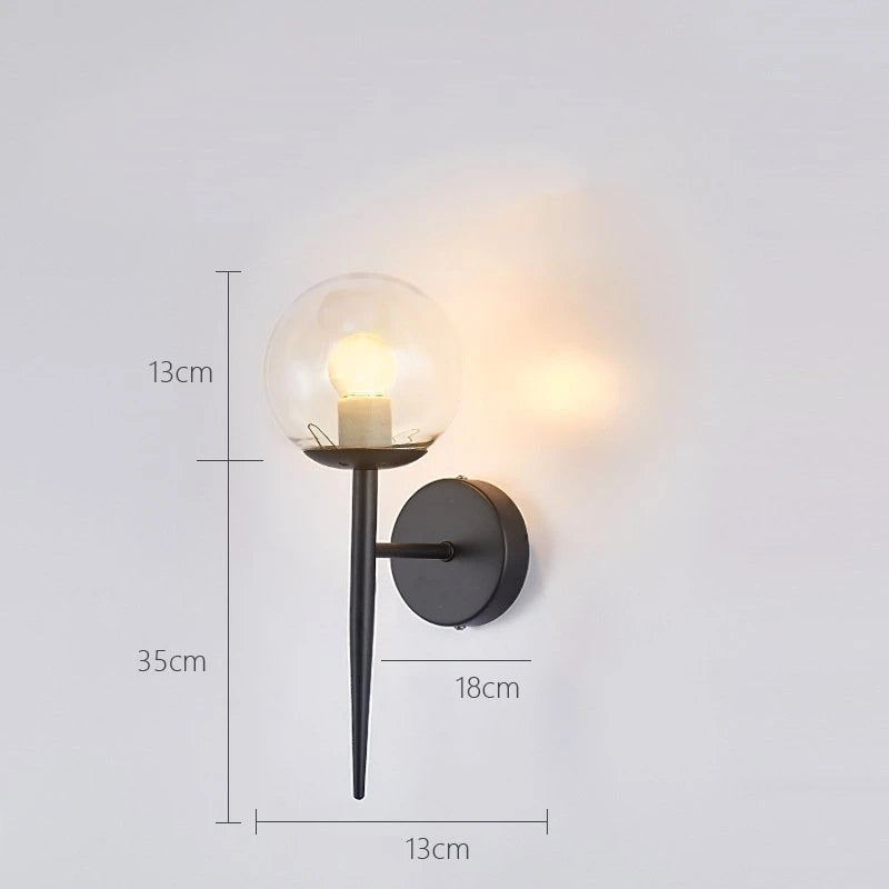 Modern Nordic LED glass ball wall light artistic decor - vue 8 sur 10