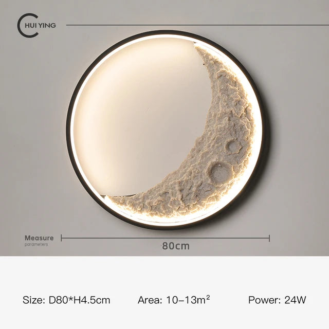 Modern decorative LED moon-shaped wall light