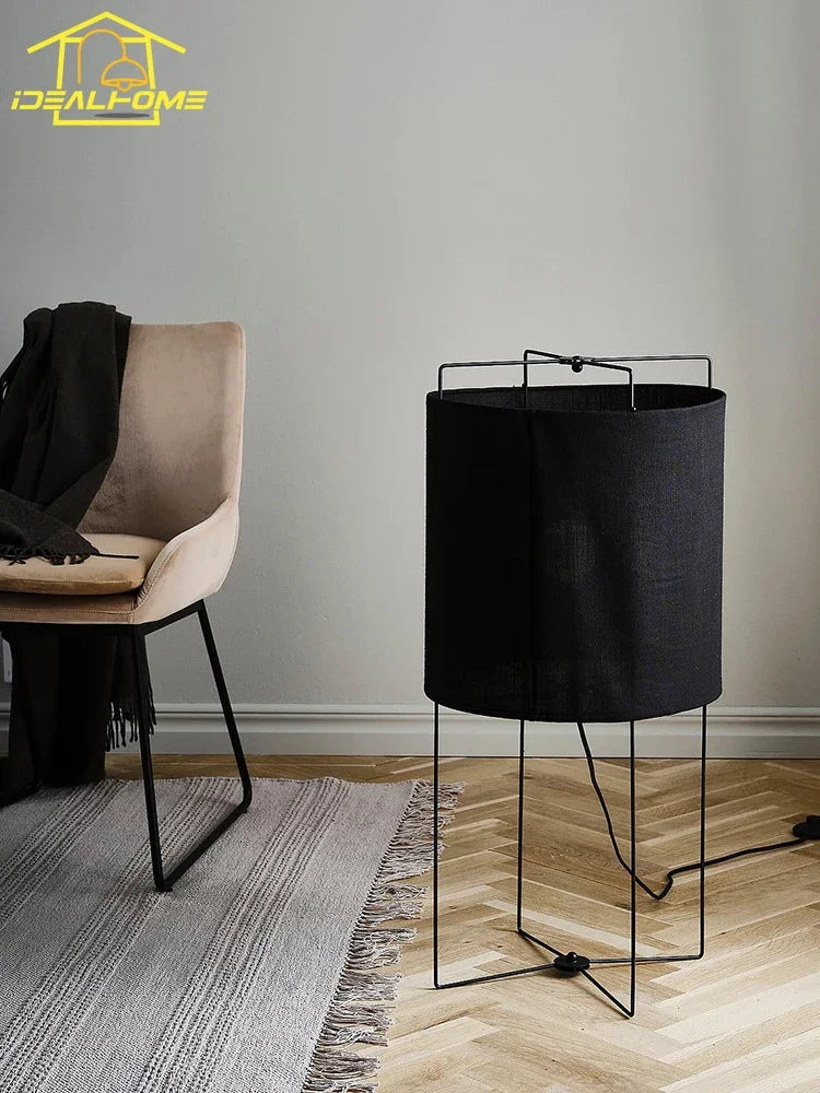 Minimalist Japanese wabi-sabi fabric floor lamp for indoor use