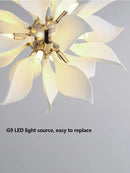 Square ceramic chandelier with hanging flower petals